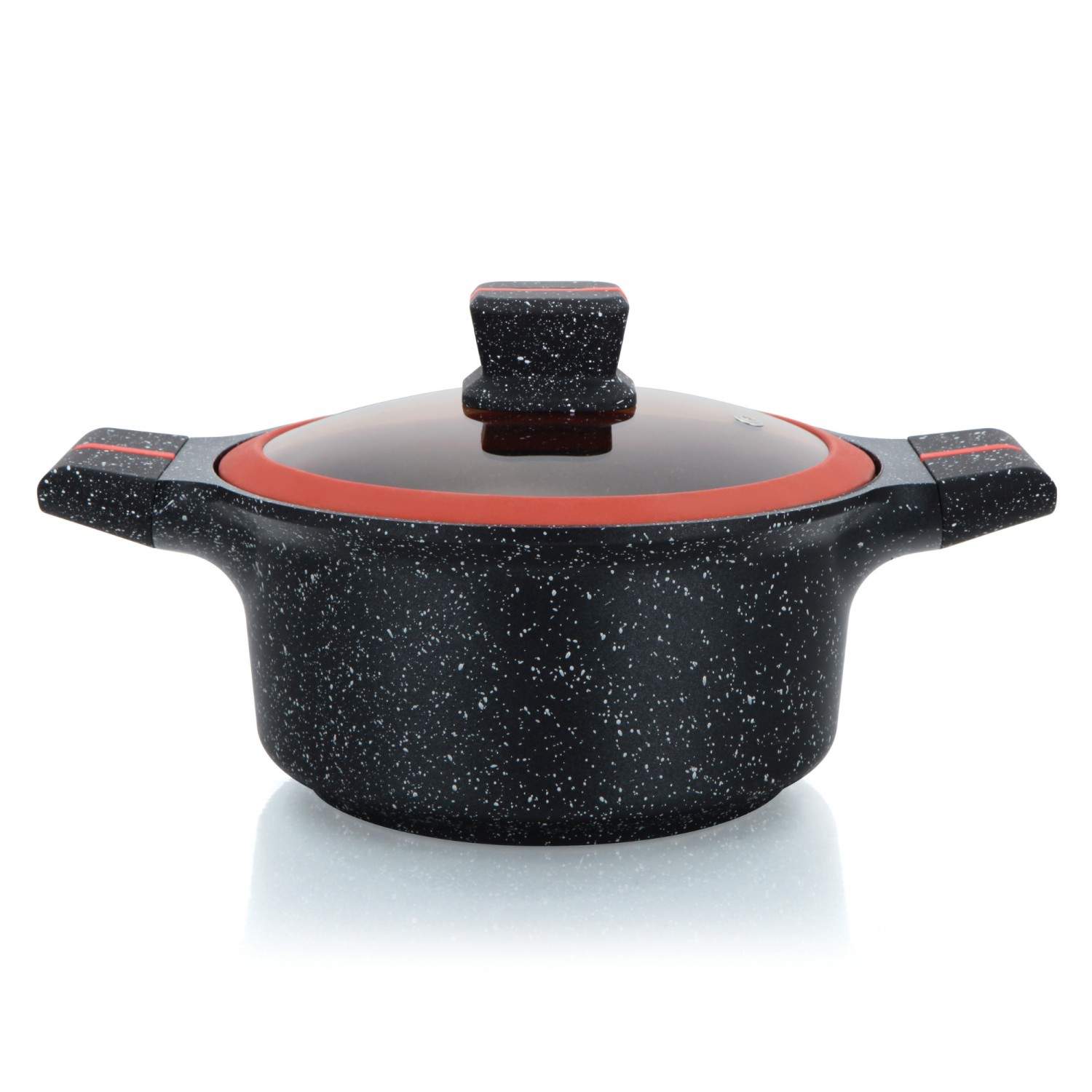 Herzberg HG-RSCAS28: Granitbelagt gryde med glaslåg - 28 cm
