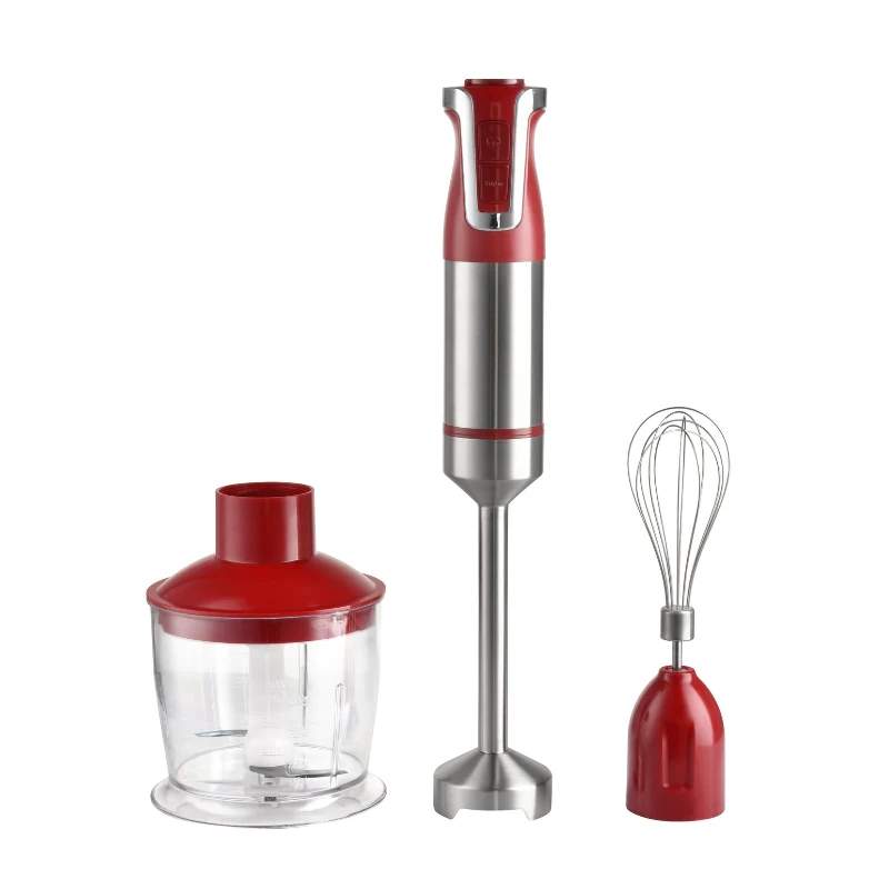 Royalty Line RL-ESMS800RED: 3-i-1 stavblendersæt - Powerpisker, dykblender, hakker - rød