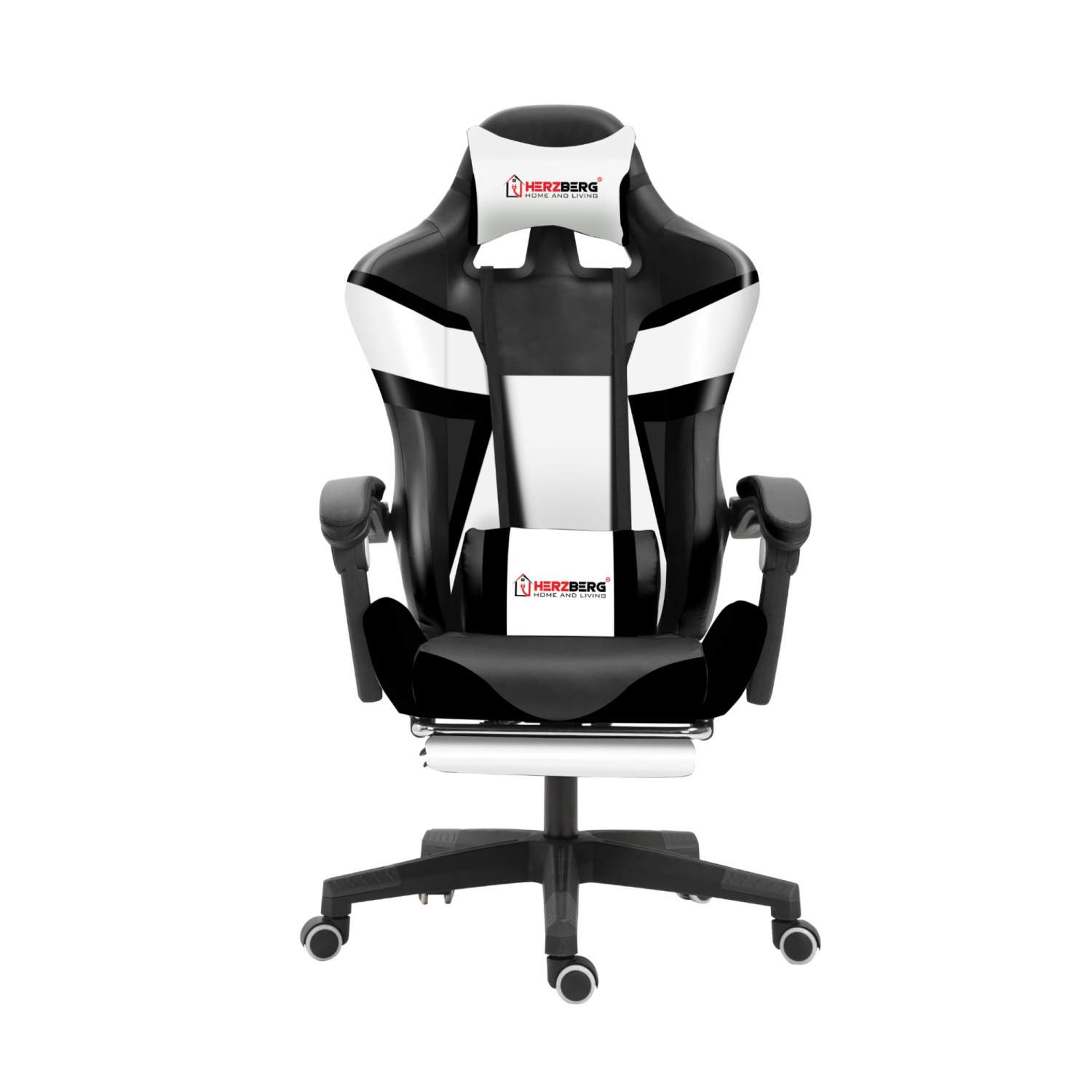 Herzberg HG-8082: Trefarvet spille- og kontorstol med T-form Accent Black