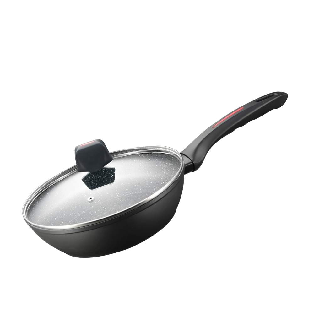 Royalty Line RL-FDN24: 24 cm marmorbelagt frituregryde med låg - 2,2L