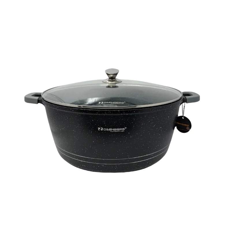 Rosenberg RB-36M2: Marmorbelagt grydegryde med glaslåg - 36cm