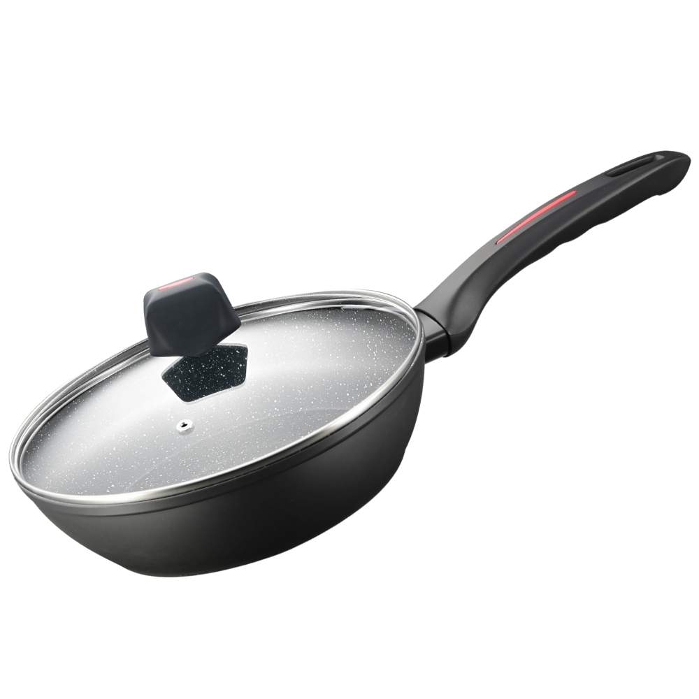 Royalty Line RL-FDN28: 28 cm marmorbelagt frituregryde med låg - 3,5L