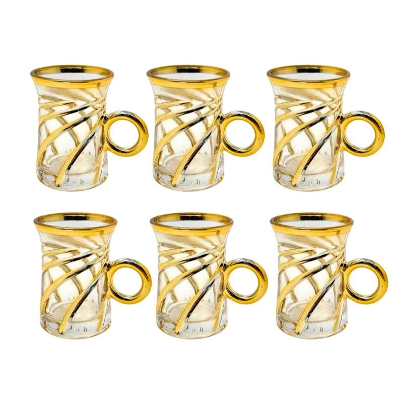 Eisenbach EB-6DTC250: 6 Demitasse Espresso Coffee Gold Accent -lasikuppi