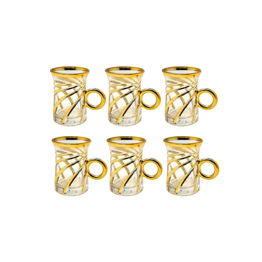Eisenbach EB-6DTC250: 6 Demitasse Espresso Coffee Gold Accent Glas Cup | Hem & Hobby - Hem & Hushåll - Kök - Servering | Pryloteket