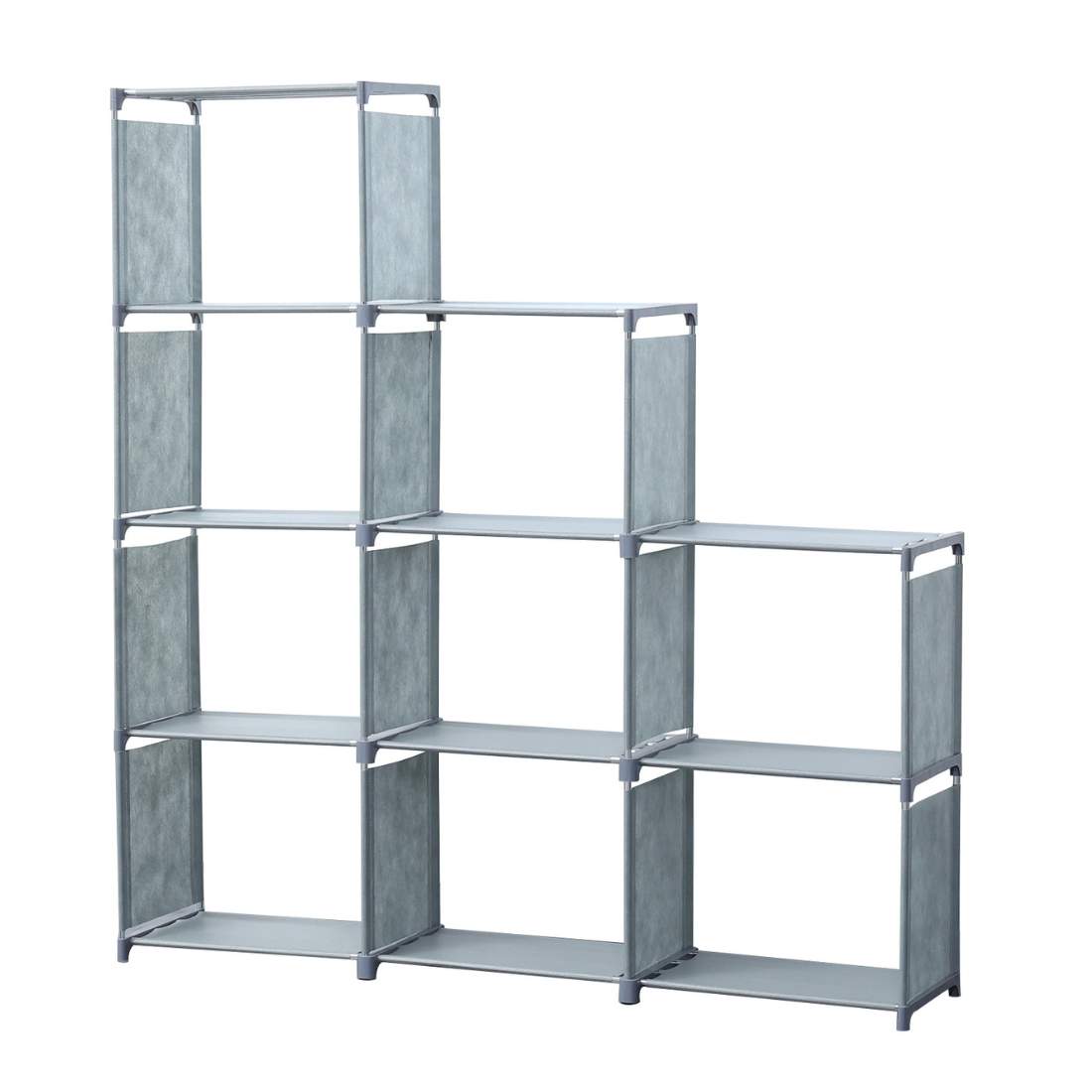 Herzberg HG-03633: 9-lagers trapphylla Bokskåp Förvaringsställ (125x125cm) - Grå | Hem & Hobby - Hem & Hushåll - Textil - Handdukar | Pryloteket