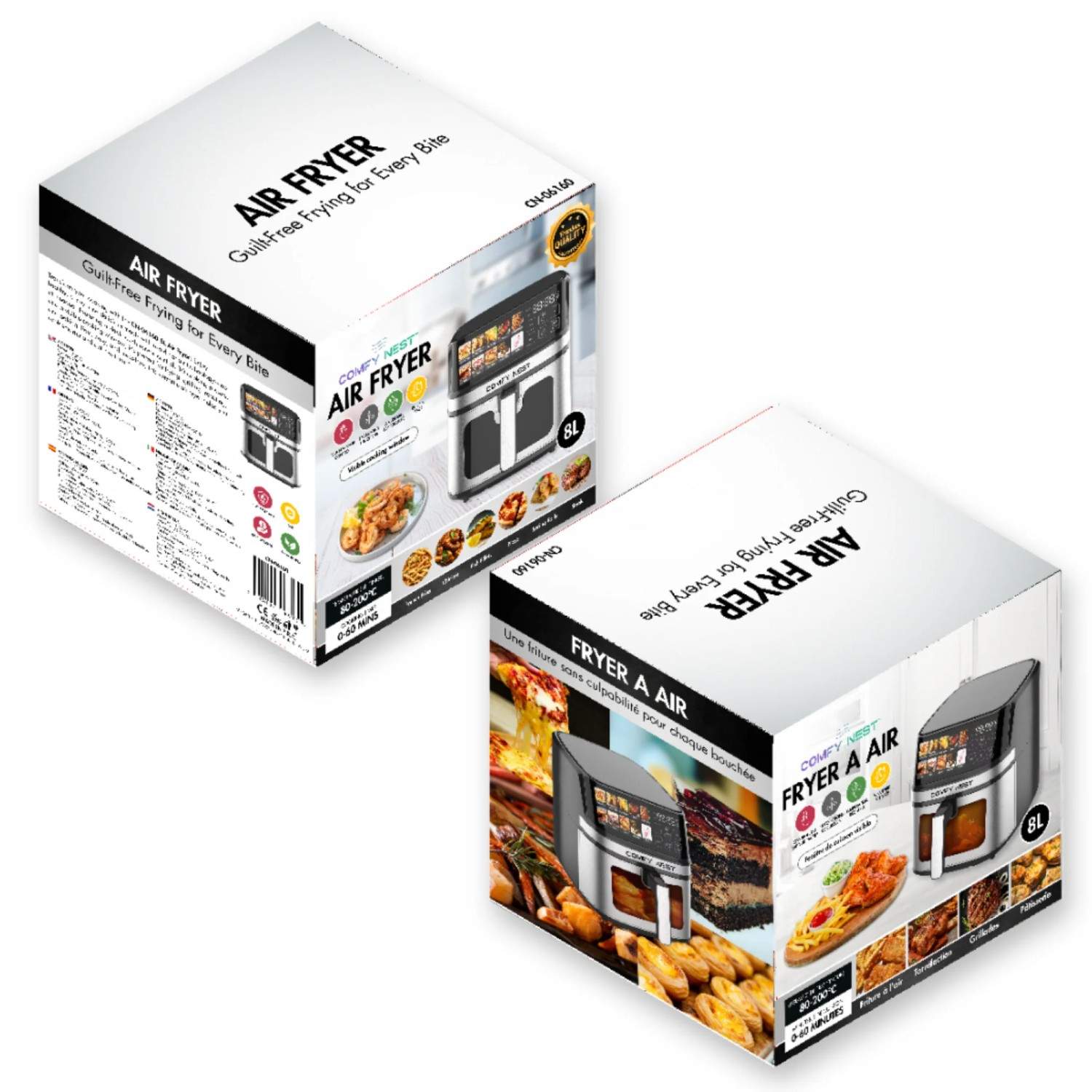 Comfy Nest CN-06160: 1700 W:n digitaalinen ilmarasvakeitin – 8 litraa