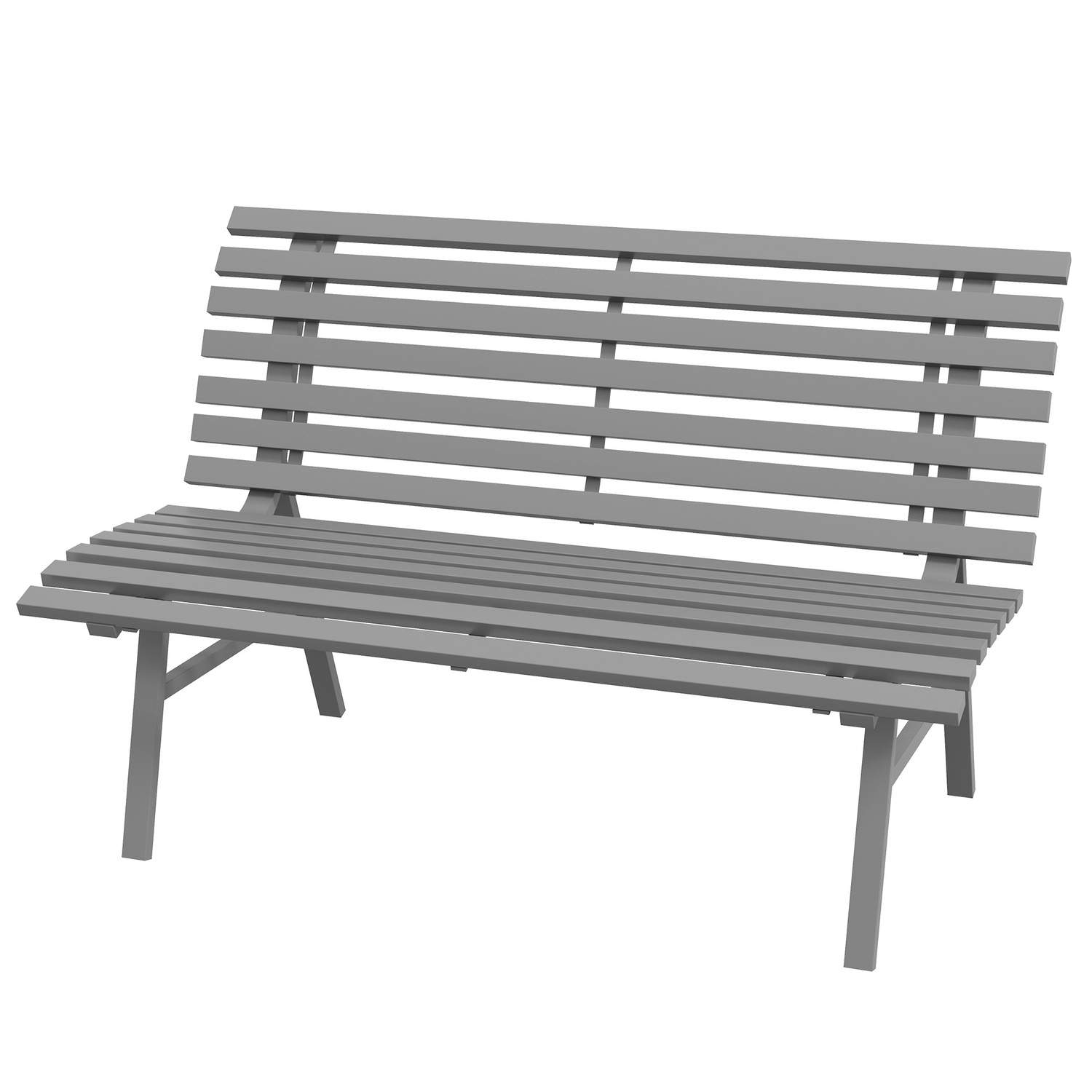 Havebænk 2 pers parkbænk med ryglæn lavet af aluminium 123x67x79cm grå til haveterrasse balkon