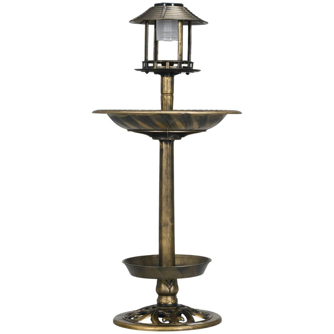 Fågelbad med solljus 110 cm Höjd Fågelbad Fågelmatare Fågelbassäng med blombas för vilda fåglar Brons | Sport & Fritid - Friluftsliv & Camping - Belysning | Pryloteket