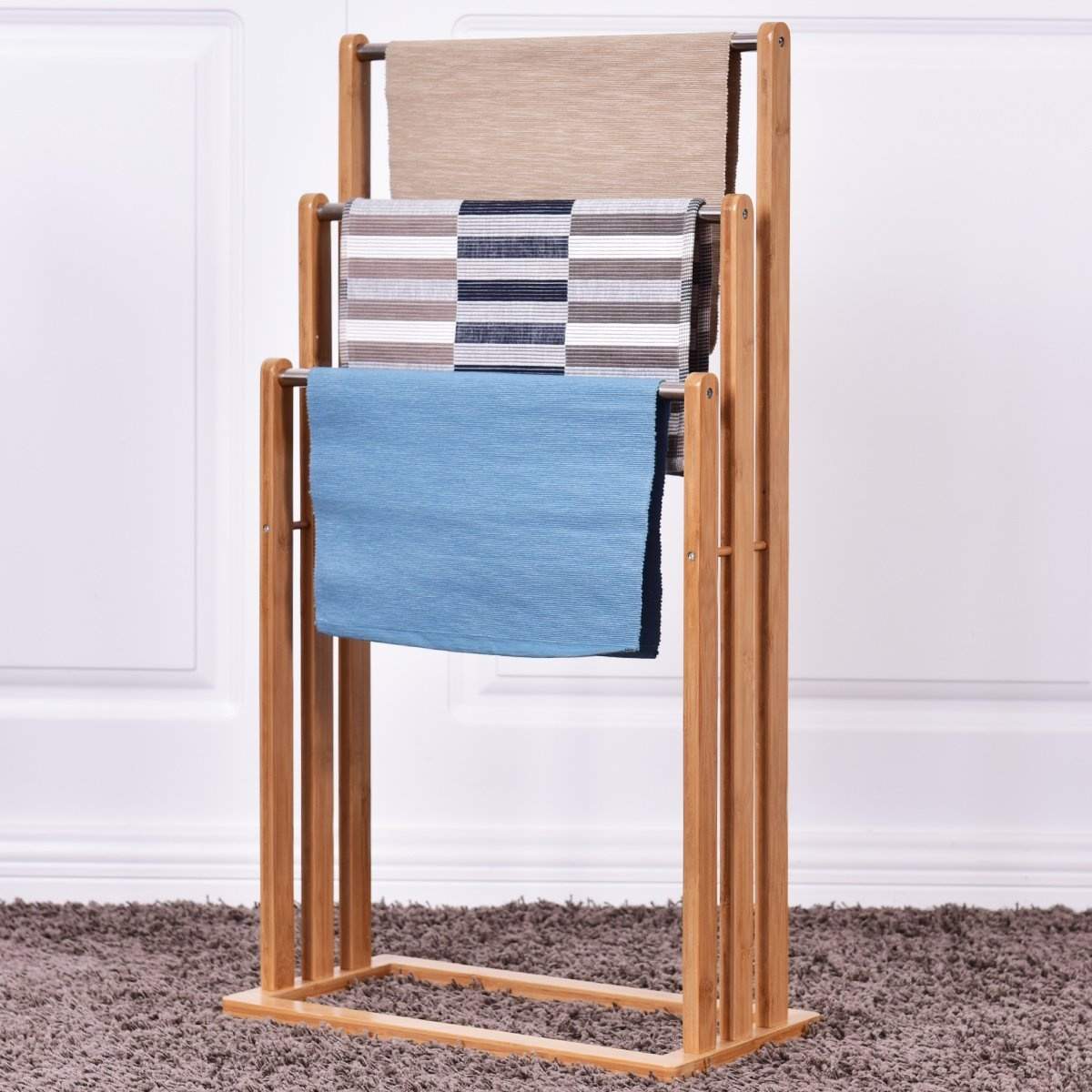 Handduksställ, handduksställ, stående handduksställ, 3 barer, fristående bambu | Hem & Hobby - Hem & Hushåll - Textil - Handdukar | Pryloteket