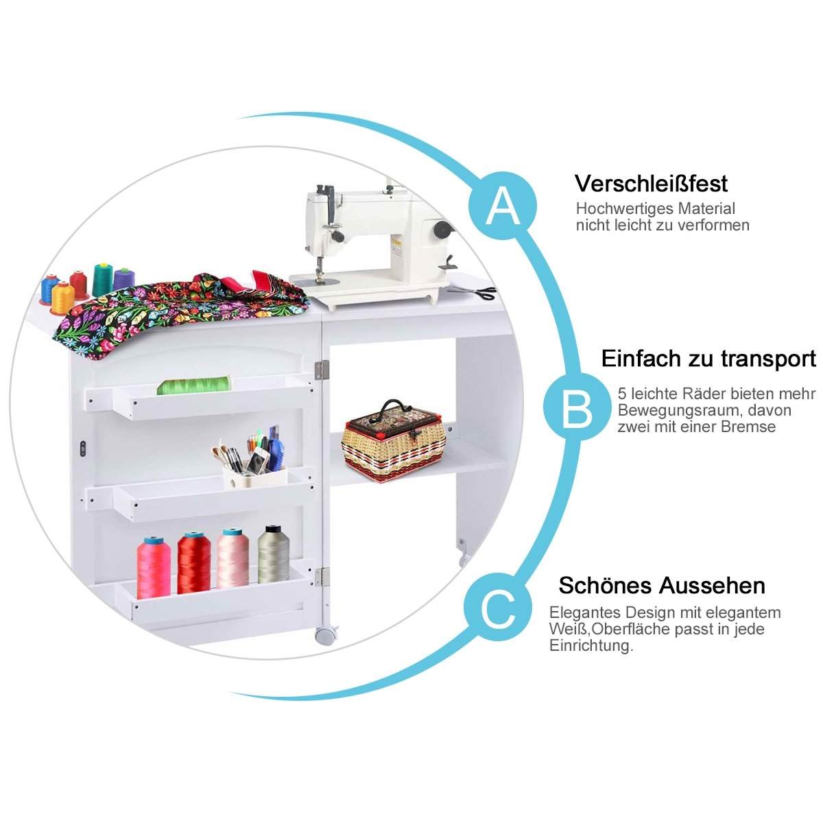 Sammenfoldeligt symaskinebord sybord multifunktionsbord skrivebordsarbejdsbord