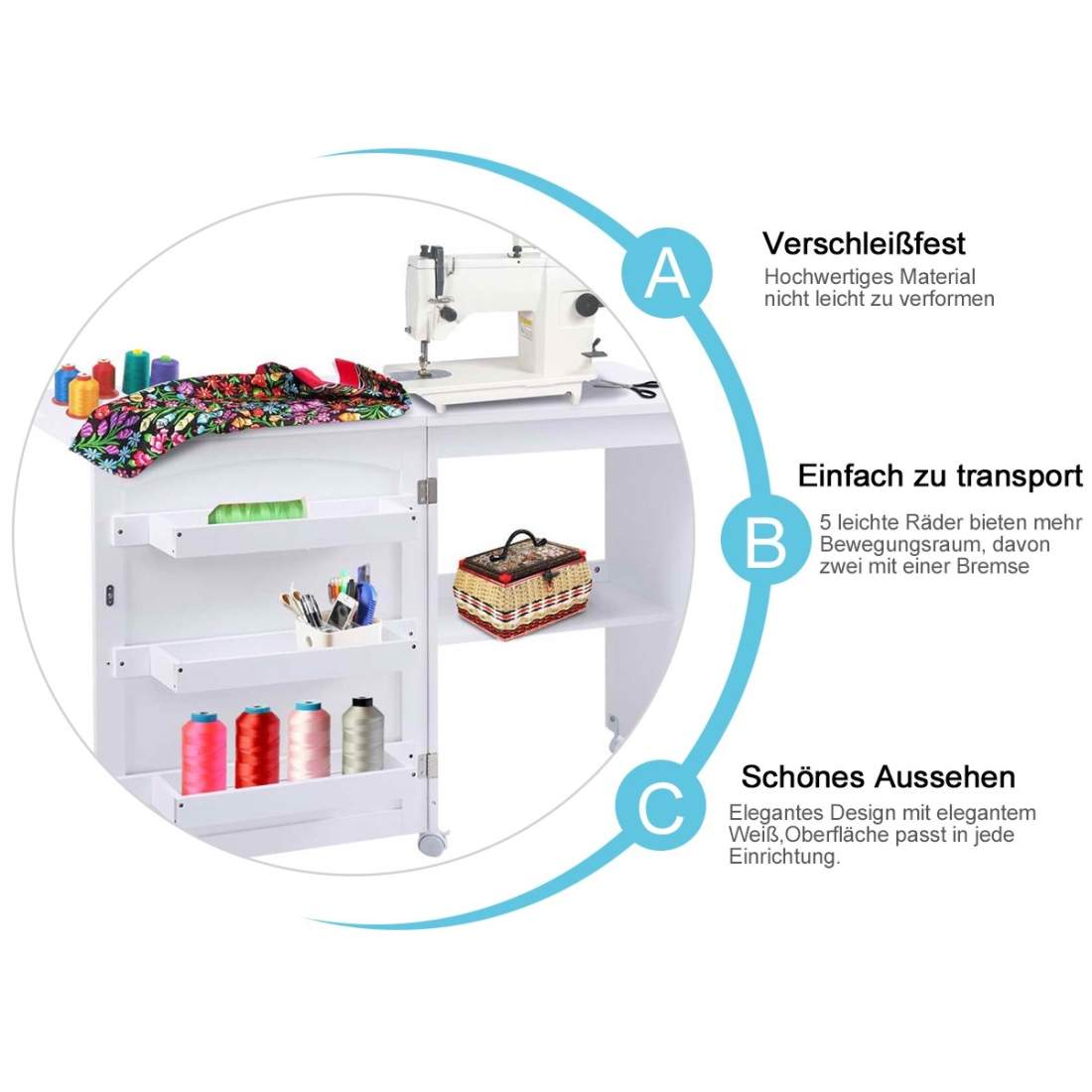 Vikbart symaskinsbord sybord multifunktionsbord skrivbordsarbetsbord | Elektronik - Tillbehör Mobil & Surfplatta - Mobiltillbehör - Mobilkablar - Tillbehör | Pryloteket