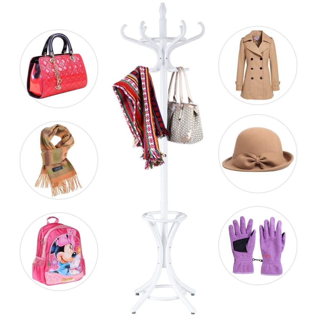 Klädhängare klädhängare jackställ med paraplyställ 12 klädkrokar-vita | Hem & Hobby - Hem & Hushåll - Förvaring & Organisering - Paraplyställ | Pryloteket