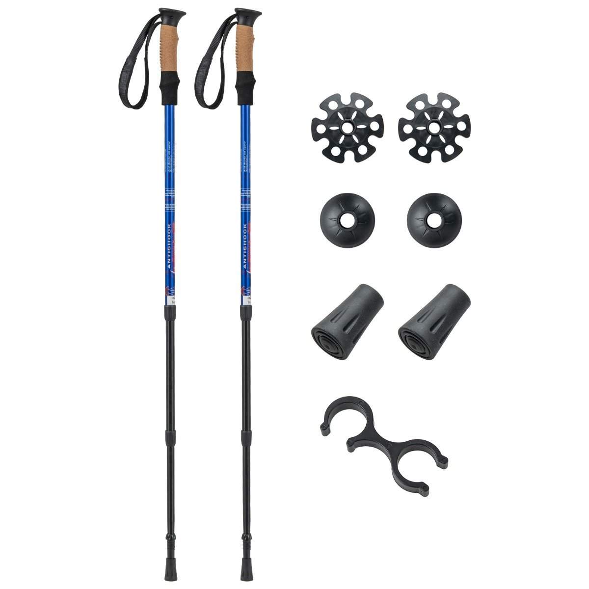 Aluminium Nordic Walking Stave Teleskop Vandrestave Trekking Stave 1 Par Sæt Justerbar 65-135cm-blå