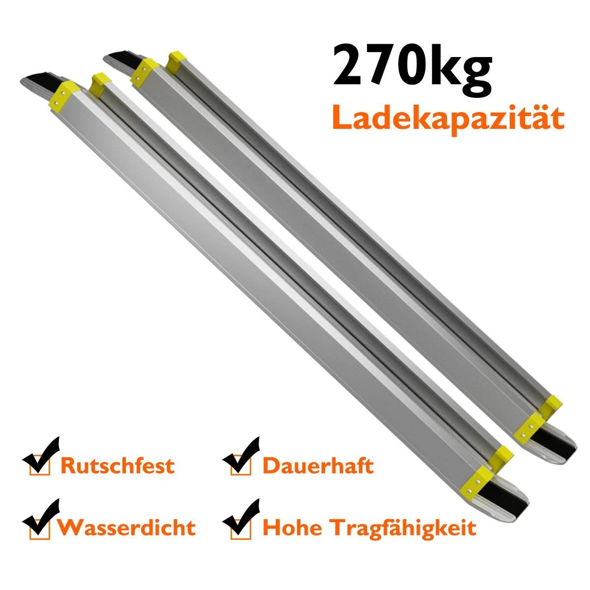 2 x skalerbar skridsikker aluminium adgangsrampe teleskoprampe