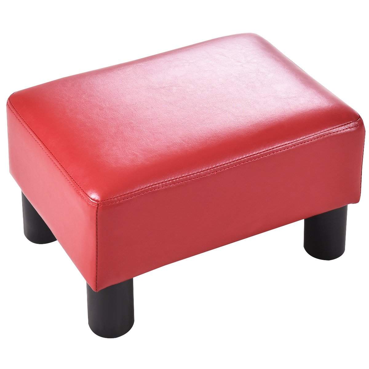 Fodskammel skammel fodskammel fodstøtte fodstøtte fodstøtte polstret skammel PU 40 x 30 x 24cm-rød