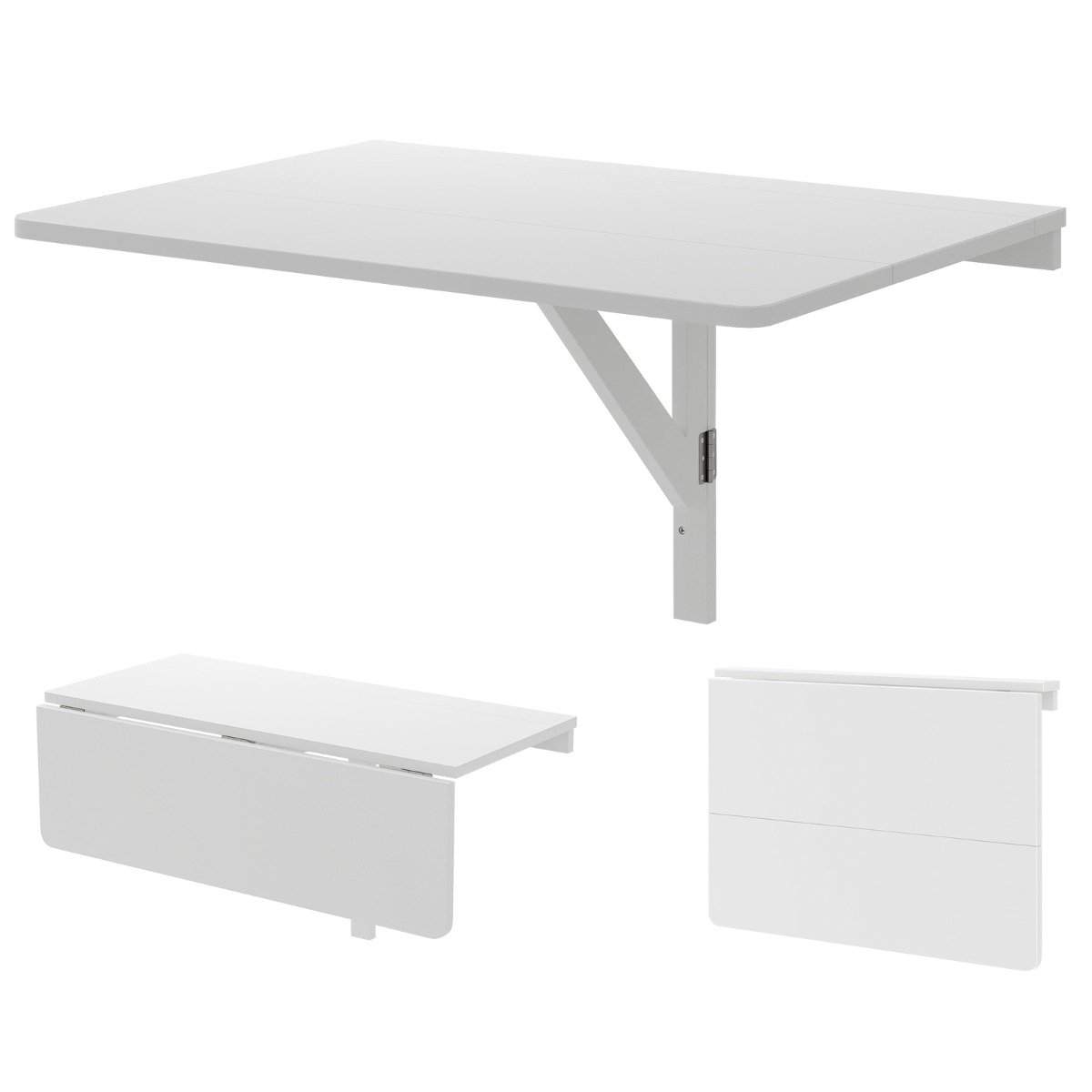 Vægmonteret klapbord Pladsbesparende køkkenbord Foldebart vægbord 80 x 60 cm Hvid