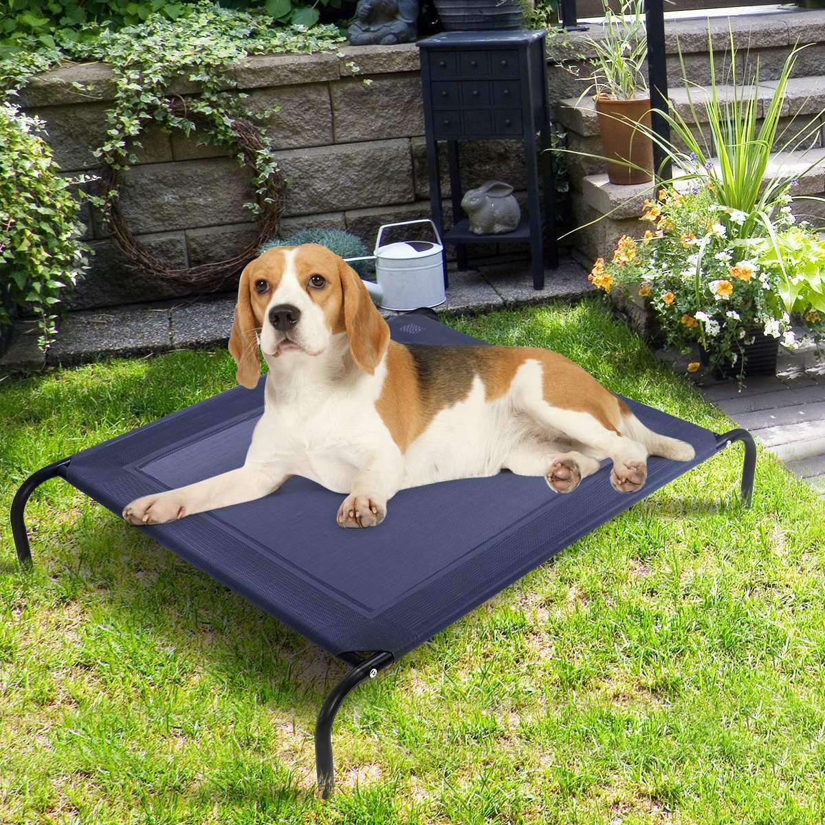 Hundeseng havehundestol udendørs hundesofa grå 110 x 80 x 18 cm metal