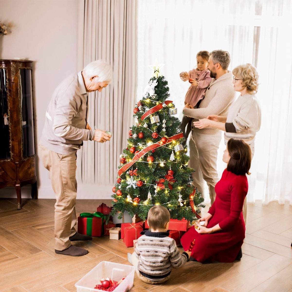 Julgran konstgjord julgran med metallstativ 150-240 cm grön-150 cm | Elektronik - Tillbehör Mobil & Surfplatta - Surfplatta Tillbehör - Stativ | Pryloteket