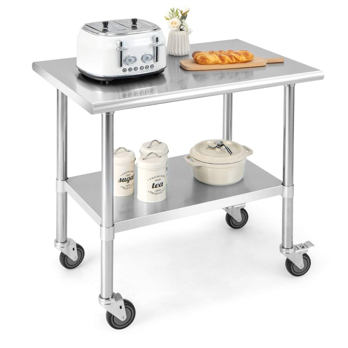 Rustfrit stål bord arbejdsbord køkkenbord rustfrit stål sølv 91,5 x 61 x 88,5 cm