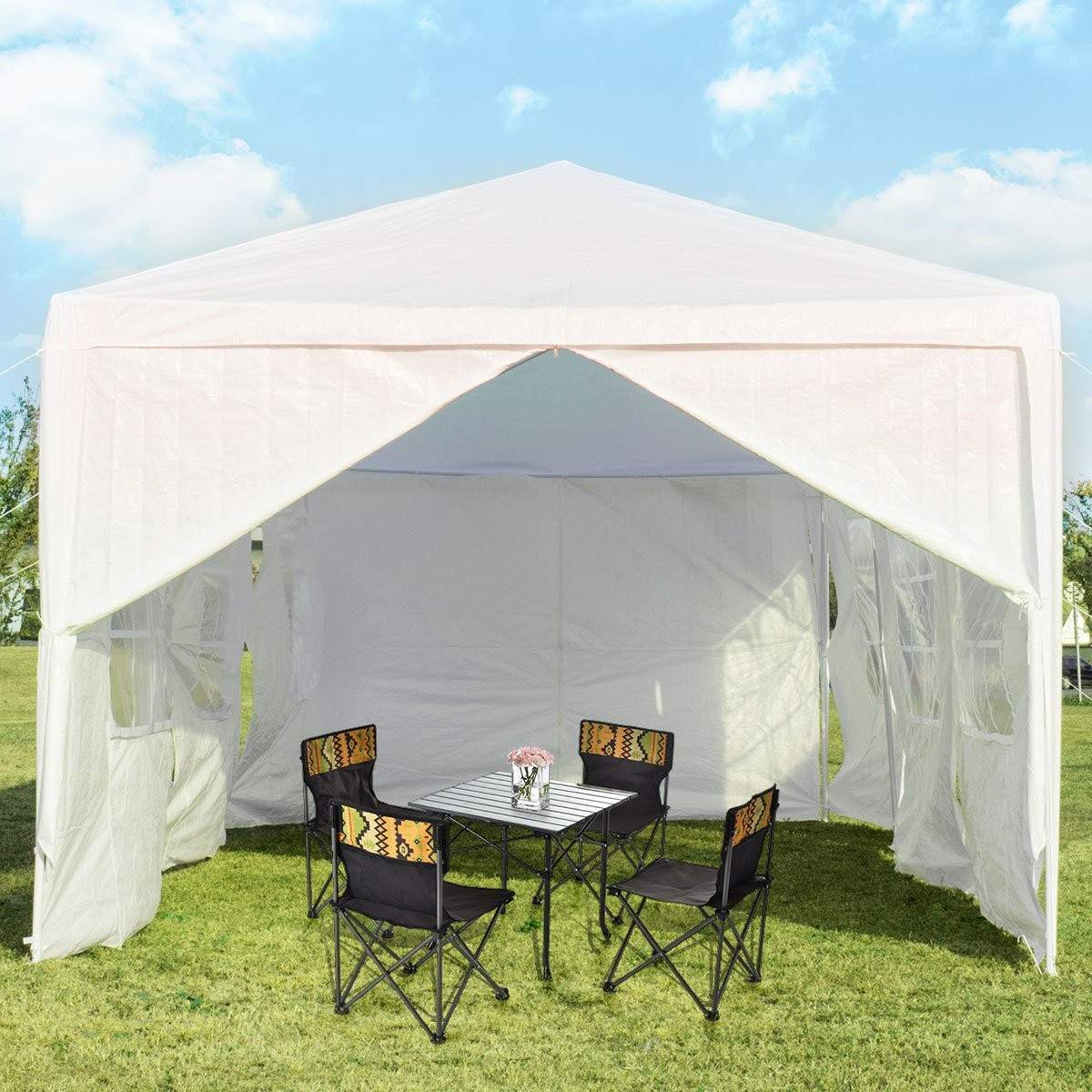 Havepavillon 3x9m partytelt havetelt UV beskyttelsestelt hvid