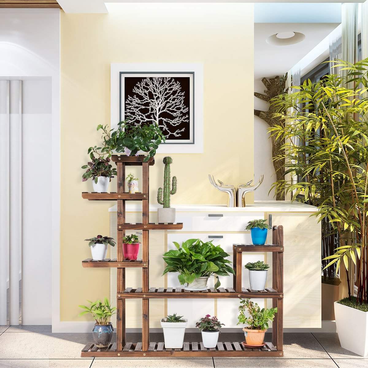 7-vånings växthylla växtställ multifunktionell trähylla brun 130,5 x 60 x 25 cm | Elektronik - Tillbehör Mobil & Surfplatta - Mobiltillbehör - Mobilkablar - Tillbehör | Pryloteket
