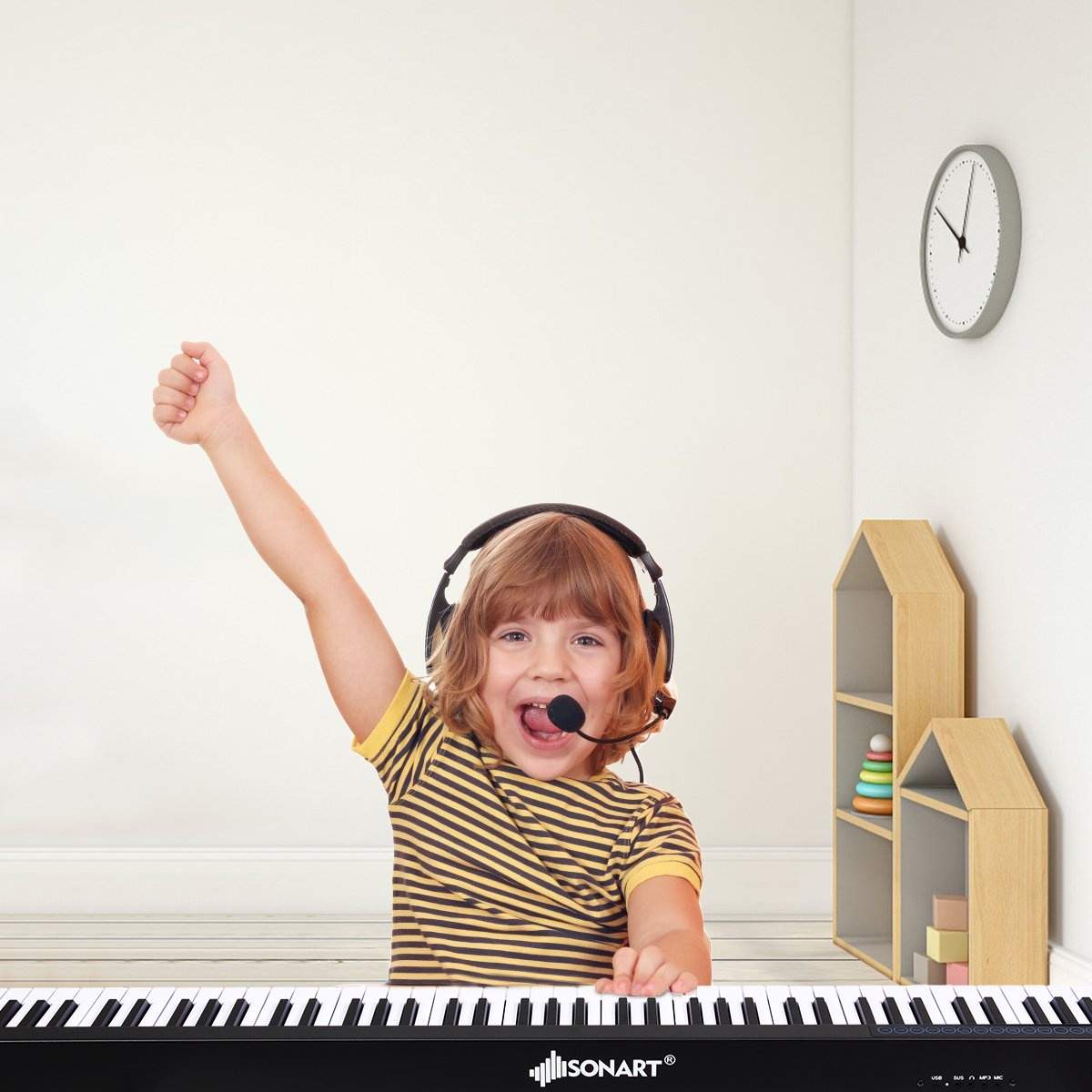 Digitalt klaver keyboard 88 tangenter Bærbart elektronisk musikinstrument Børneklaver Børneklaver Sort