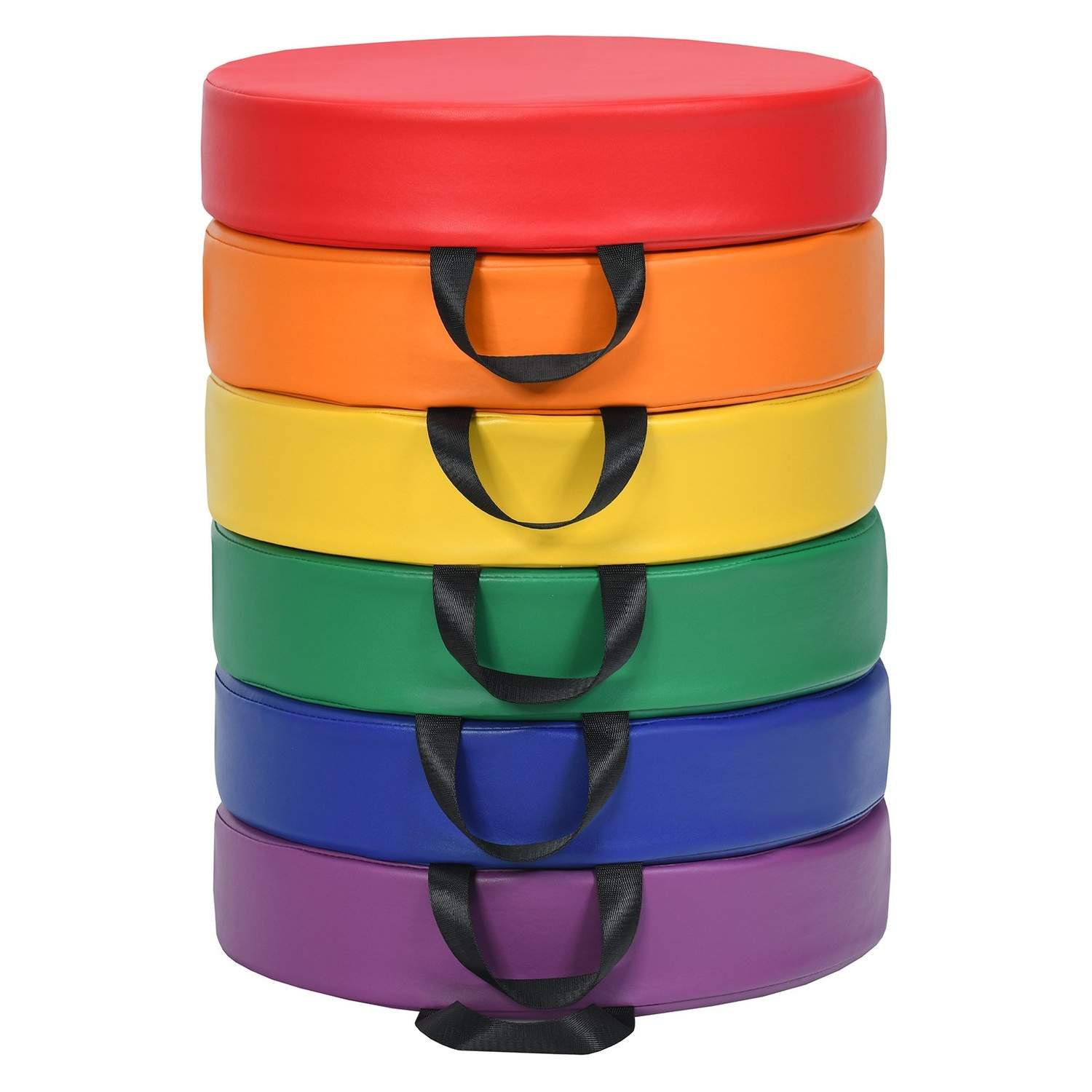 Sæt med 6 runde børnestolehynder, gulvhynder, sædehynder