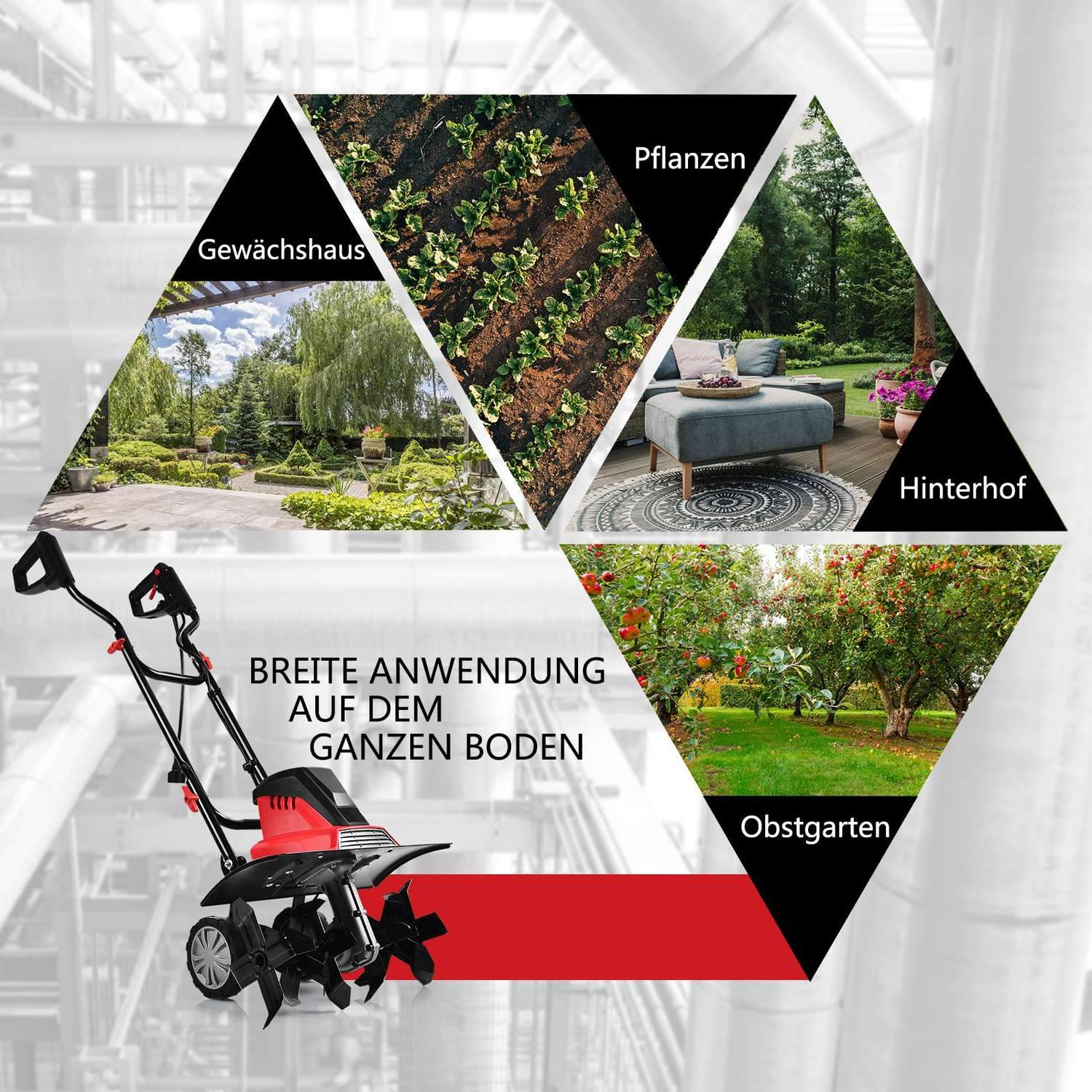 Elektrisk jordfräs och jordfräs minikultivator elektrisk jordfräs jordfräs röd och svart | Hem & Hobby - Hem & Hushåll - Trädgårdsartiklar - Växthus | Pryloteket