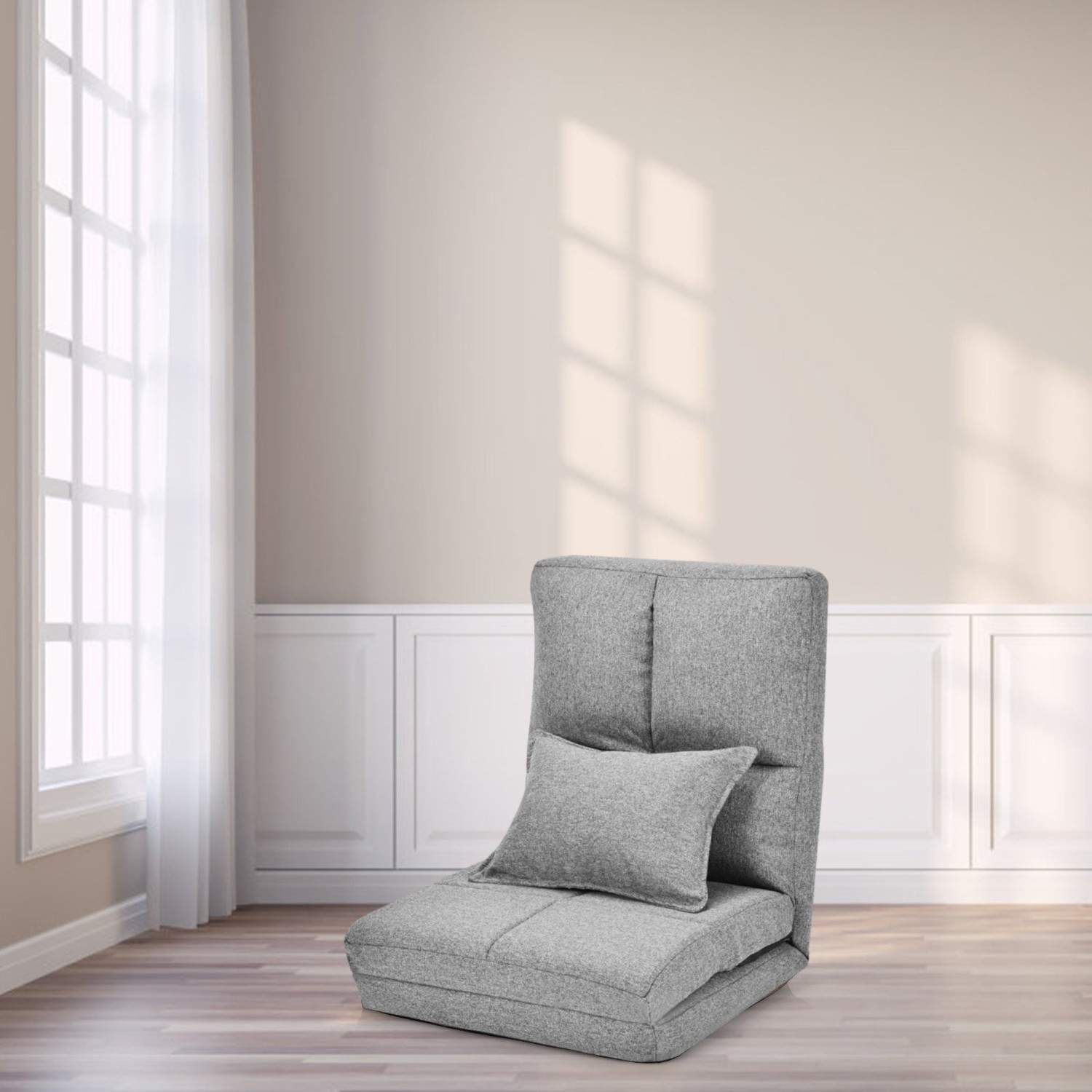 Justerbar Gulvstol Foldegulvsofa med Soft Cushion Gulvstol Grå