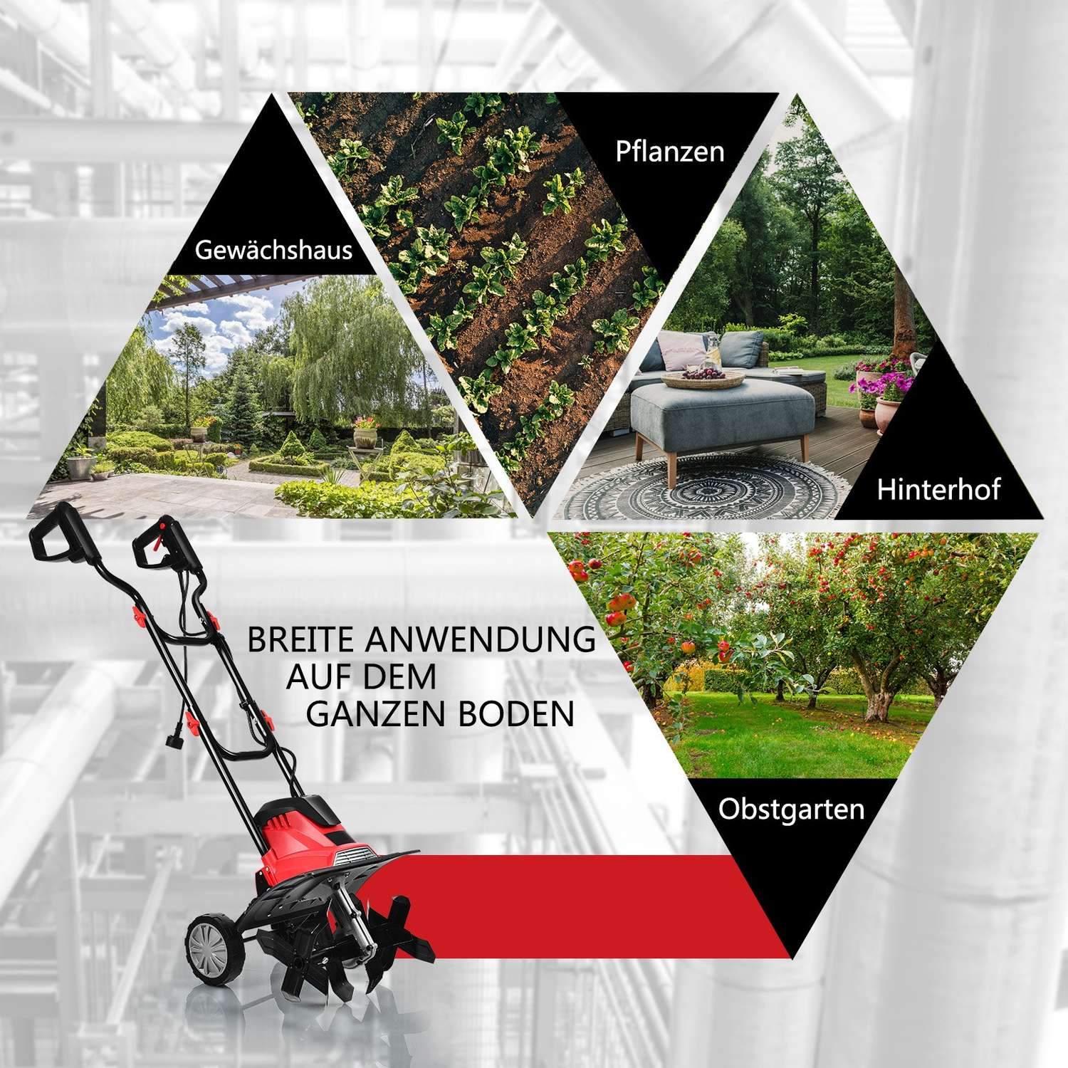 Elektrisk jordfräs och jordfräs elektrisk jordfräs jordfräs trädgårdsfräs röd och svart | Hem & Hobby - Hem & Hushåll - Trädgårdsartiklar - Växthus | Pryloteket