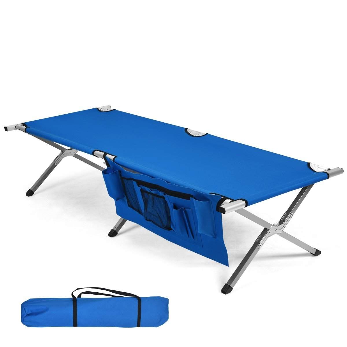 Campingseng feltseng sammenklappelig seng liggestol campingseng kan belastes op til 204 kg 190 x 73 x 42 cm blå