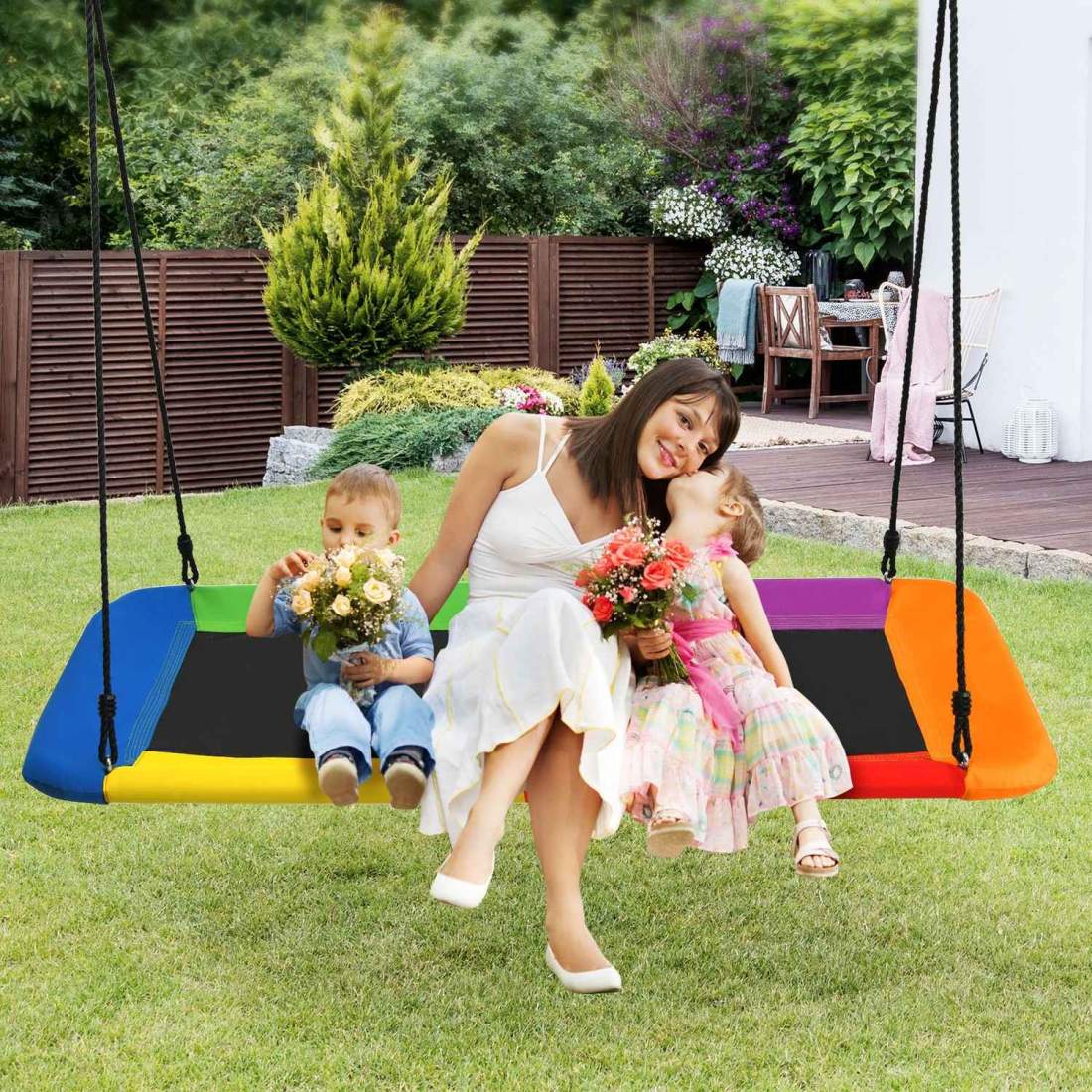 100-180cm trädgunga, gunga för barn, bogunga, trädgunga med justerbara rep, färgglad | Mode & Accessoarer - Smycken, Smyckesset & Tillbehör - Ringar | Pryloteket