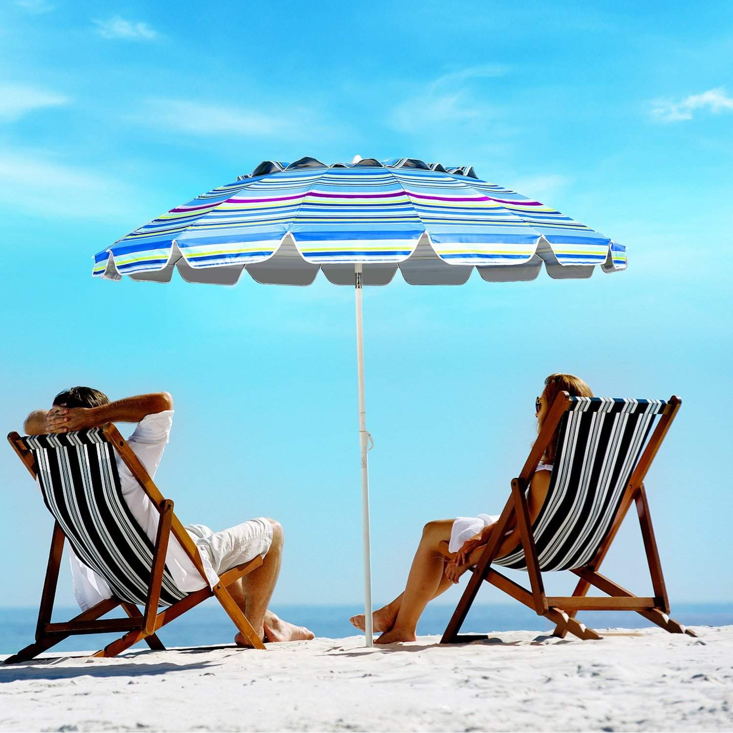 243cm strandparasol udendørs parasol strandparasol aluminium vippebar terrasseparasol - lyseblå