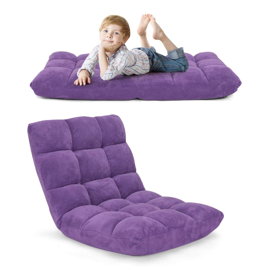 Golvstol med justerbart ryggstöd Golvstol med ryggstöd 105 x 59 x 15 cm lila | Hem & Hobby | Pryloteket