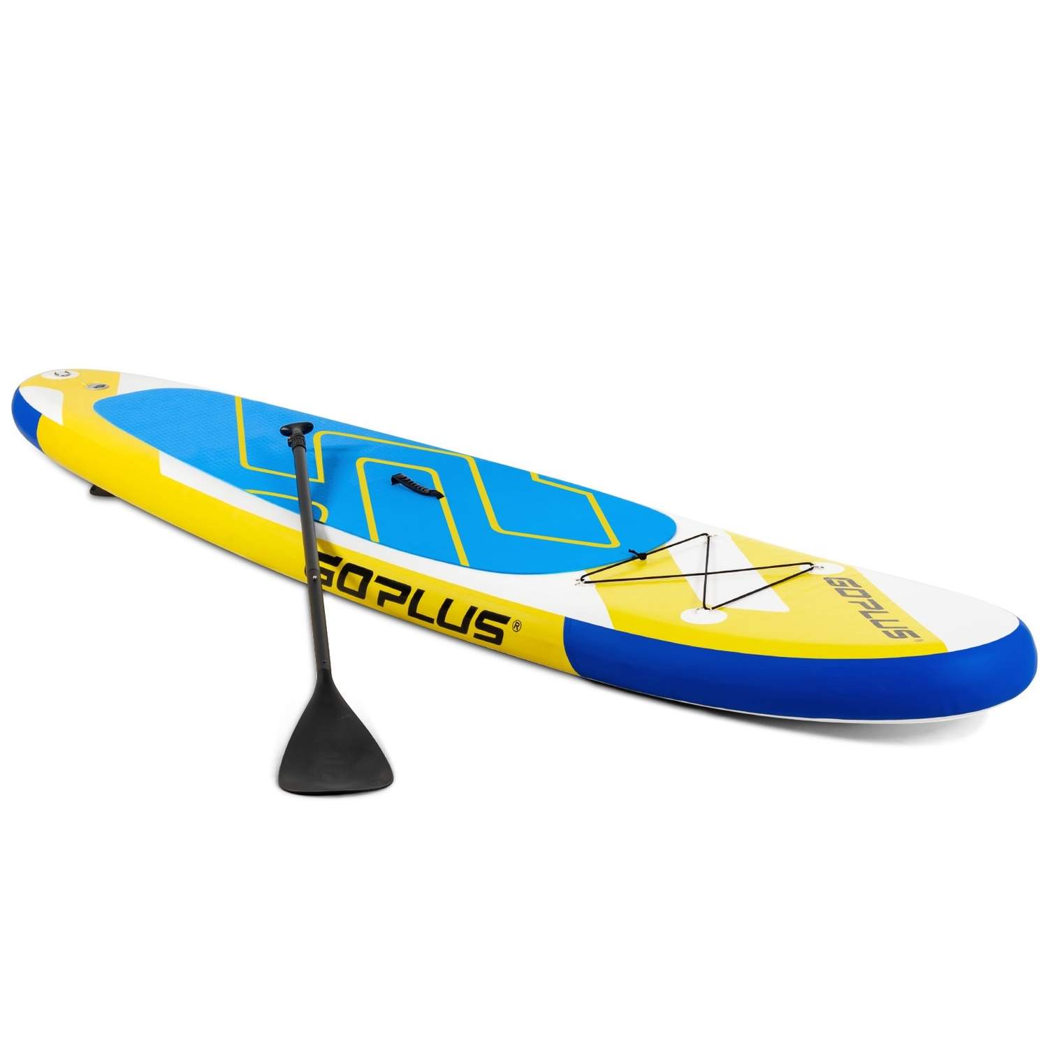 SUP Board Oppustelig Stand Up Paddle Board med bredt område 305 x 76 x 15 cm Blå + Gul + Hvid