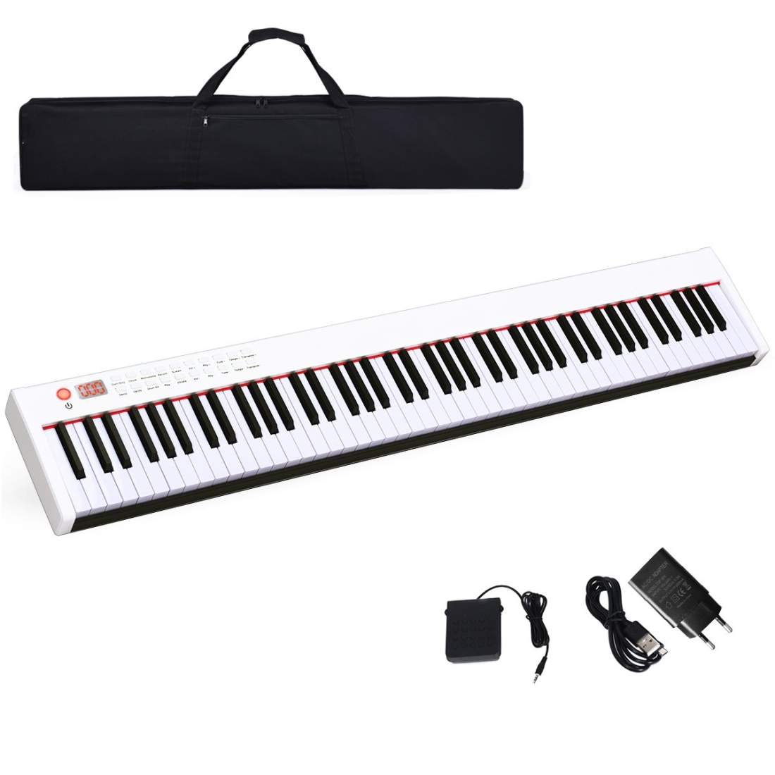 Digitalt piano med 88 tangenter Bärbar elektronisk klaviatur 127 x 21,5 x 6,5 cm Vit + Svart | Elektronik - Datortillbehör - Tangentbord, Möss & Fjärrkontroller - Tangentbord | Pryloteket