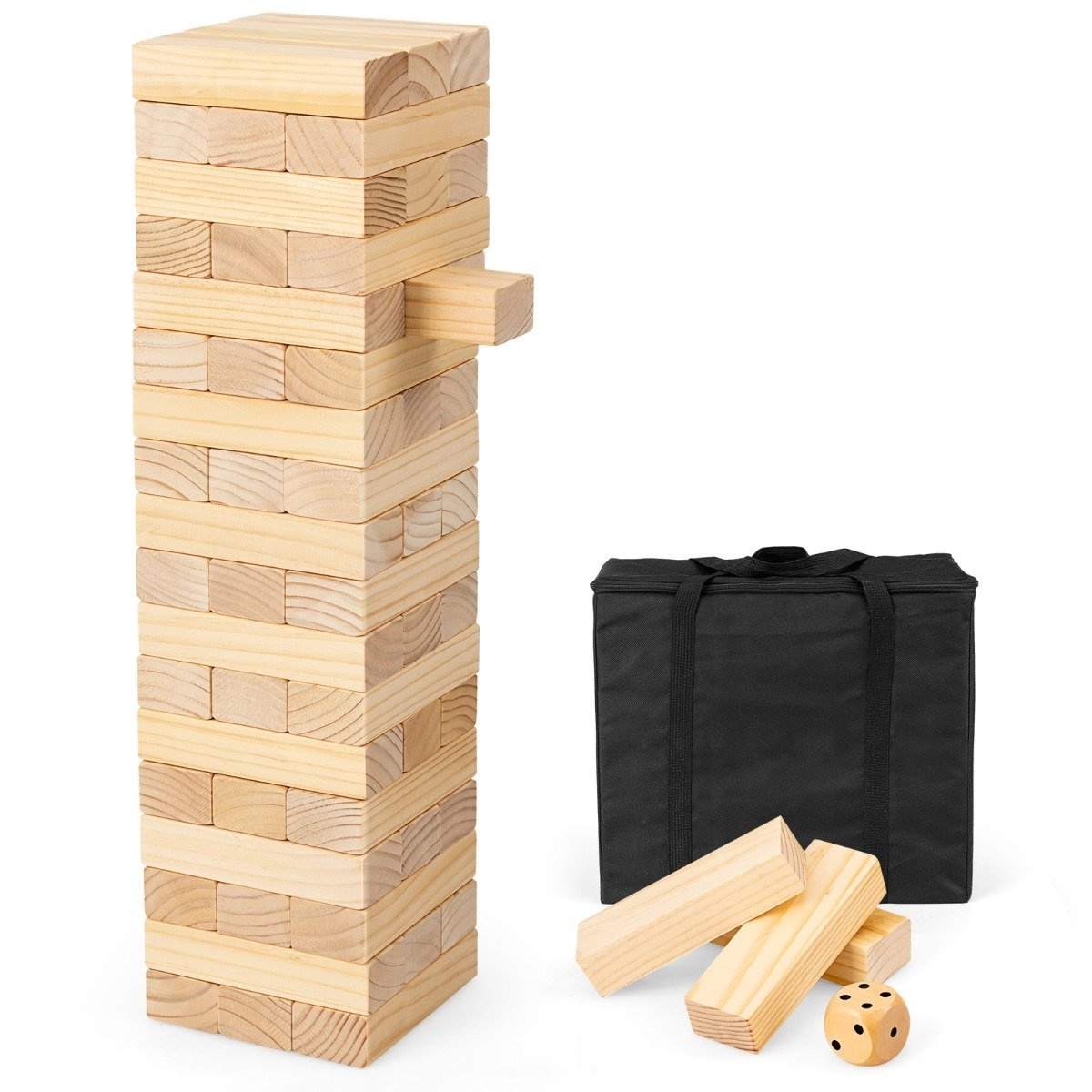 54 blokke lavet af fyrretræ Darn tower spil byggeklodser spil 5 x 3,3 x 15,2 cm natur