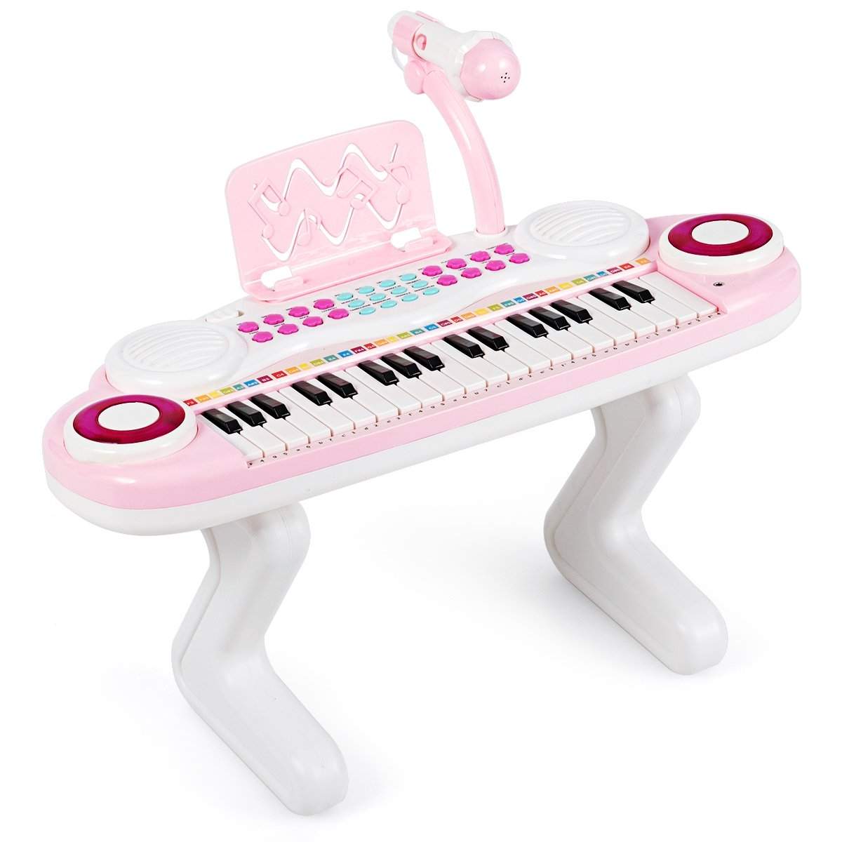37 tangenter Piano Keyboard Børne Keyboard med Stand Pædagogisk Keyboard 48 x 20 x 38 cm Pink