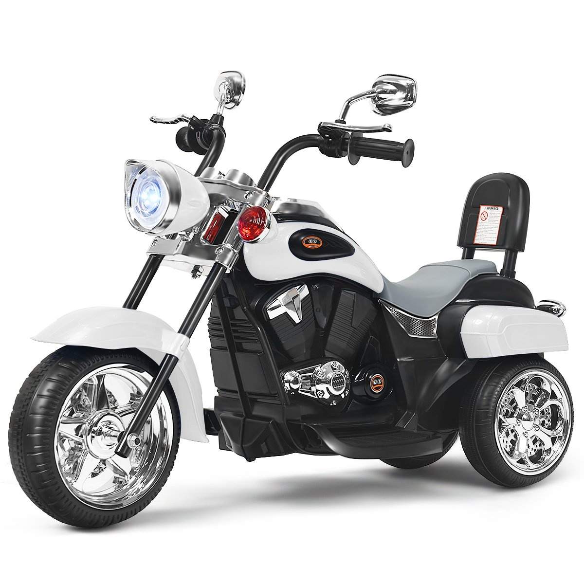 Chopper-stil motorcykel batteridrevet motorcykel 91 x 48 x 64 cm hvid + sort