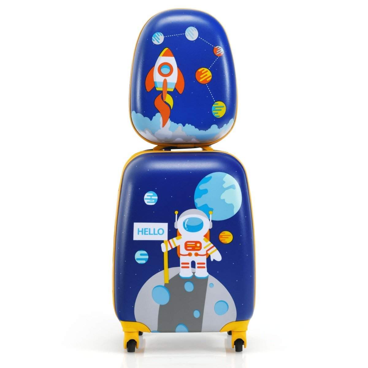 2-delad barn resväska set med astronautmönster ryggsäck & resväska 27 x 20 x 43 cm mörkblå | Leksaker & Spel - Leksaker | Pryloteket