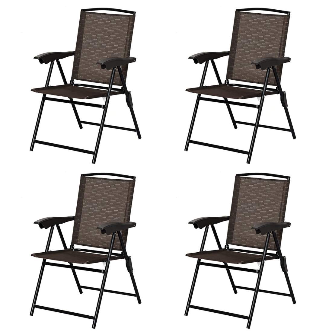 Set med 4 hopfällbara stolar, trädgårdsstolar med hög rygg, hopfällbara stolar, 69 x 54 cm x 90 cm, brun | Hem & Hobby - Hem & Hushåll - Kök - Servering | Pryloteket
