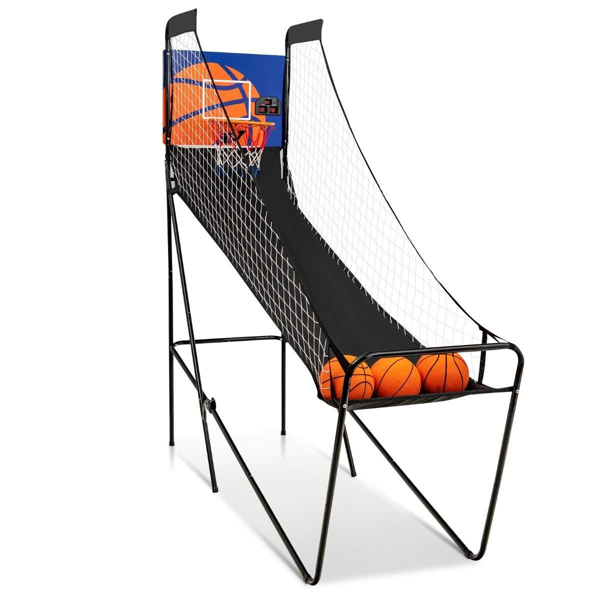 Bærbar arkadebasketballspil Basketballmaskine til børn 208 x 62 x 207 cm Sort