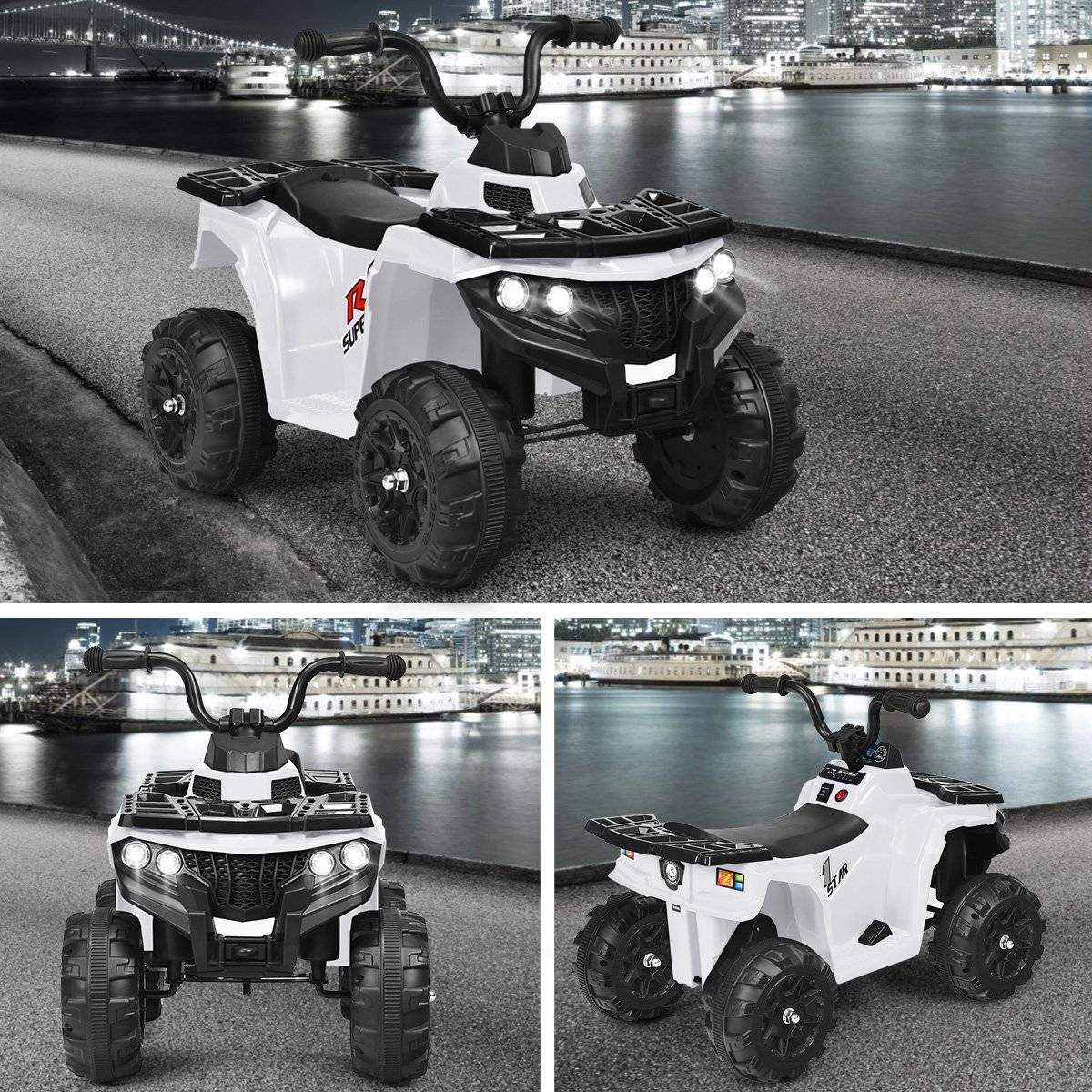 6V børnebil med musik MP3 USB til drenge og piger 41 x 68,5 x 49,5 cm hvid