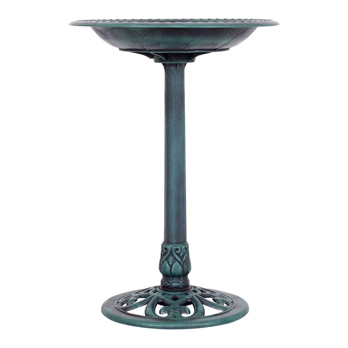 Fuglebad Fritstående fuglebad med stativ Fugledrikkestation Ø50 x 72 cm Grøn