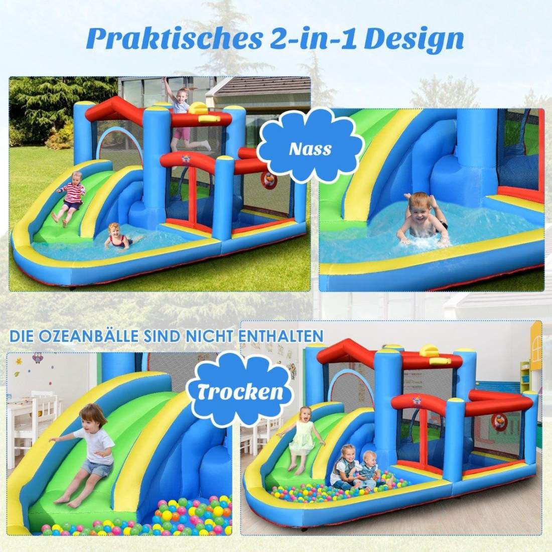 Uppblåsbar vattenrutschbana Backyard Water Park för småbarn 410 x 310 x 191 cm Färgglad | Leksaker & Spel - Leksaker - Övriga Leksaker - Bollar | Pryloteket
