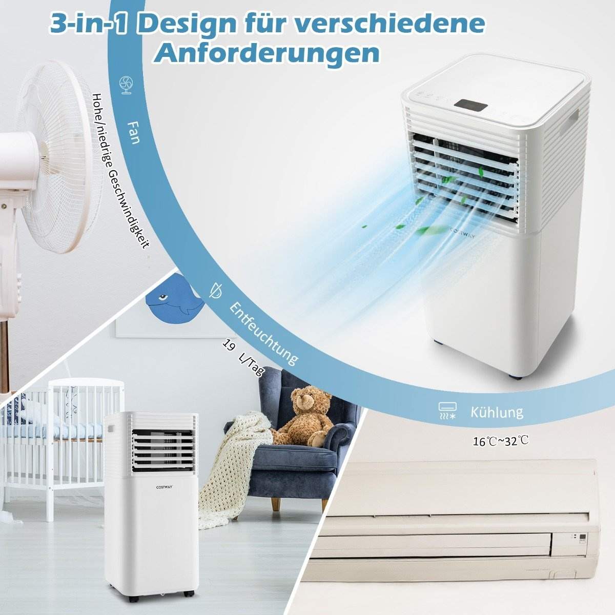 Bärbar luftkonditionering 4 i 1 luftkylare med vit LED-skärm 7000 BTU | Hem & Hobby - Hem & Hushåll - Inomhusklimat | Pryloteket