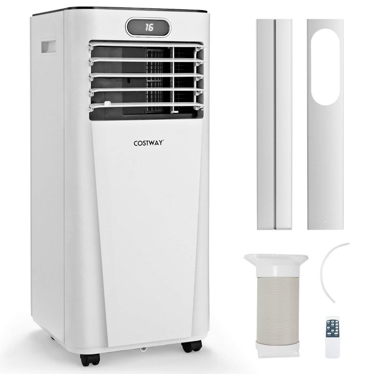 4 i 1 bærbart klimaanlæg 7000 BTU Køling & Ventilation & Affugtning 16℃～32℃ Hvid