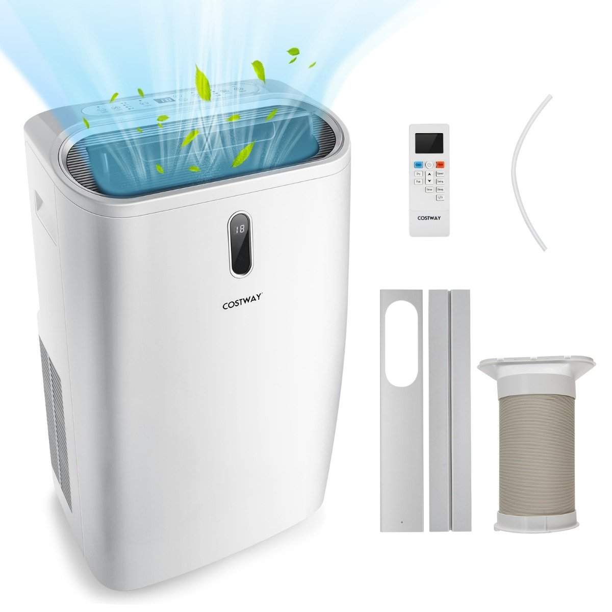 5 i 1 mobilt klimaanlæg 16000 BTU Køling & Ventilator & Affugtning & Opvarmning Affugter 16℃-32℃ 44,5 x 39 x 77 cm Hvid