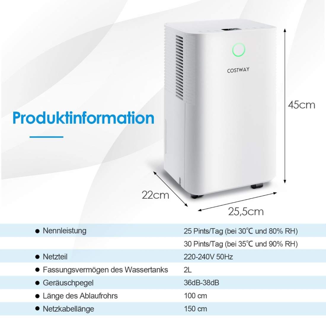 15㎡ Avfuktare 15L Avfuktare med 3 lägen Mobil avfuktare 25,5 x 22 x 45 cm Vit | Hem & Hobby - Hem & Hushåll - Textil - Handdukar | Pryloteket