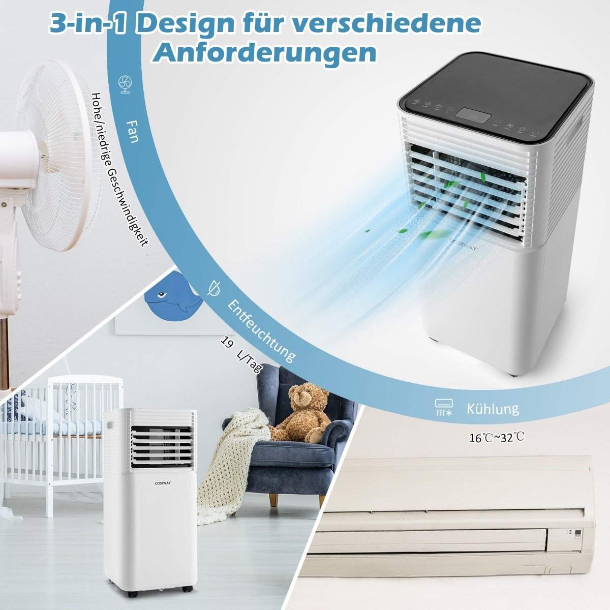 Bärbar luftkonditionering 4 i 1 luftkylare med svart LED-skärm 7000 BTU | Hem & Hobby - Hem & Hushåll - Sovrum | Pryloteket